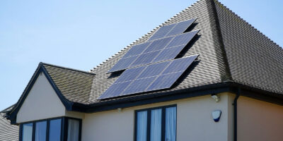 Clean solar panels on the roof of a house
