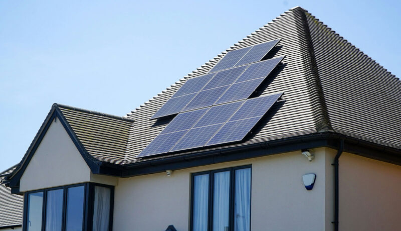 Clean solar panels on the roof of a house