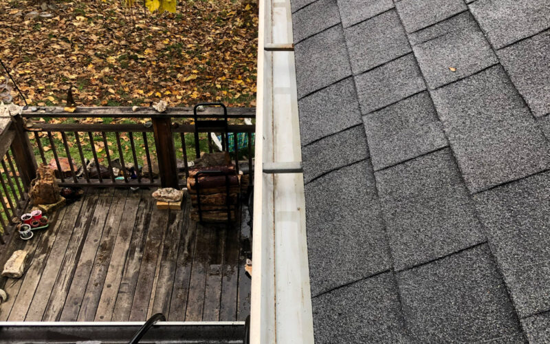 A recently cleaned out gutter