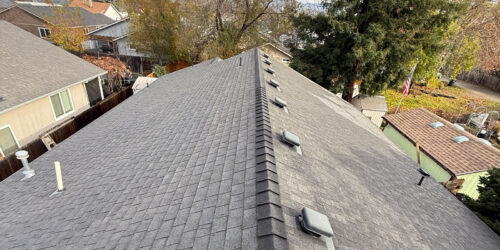 A roof in Medford Oregon that was treated with roof moss prevention treatment