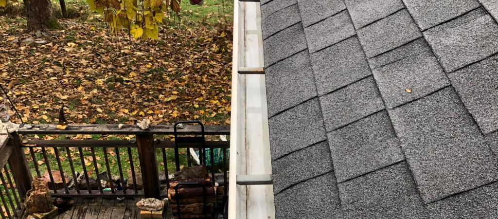 Freshly cleaned rain gutters on Southern Oregon house