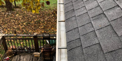 Freshly cleaned rain gutters on Southern Oregon house