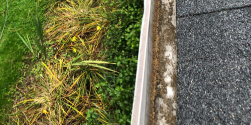 A semi-clean rain gutter not clean enough due to improper DIY