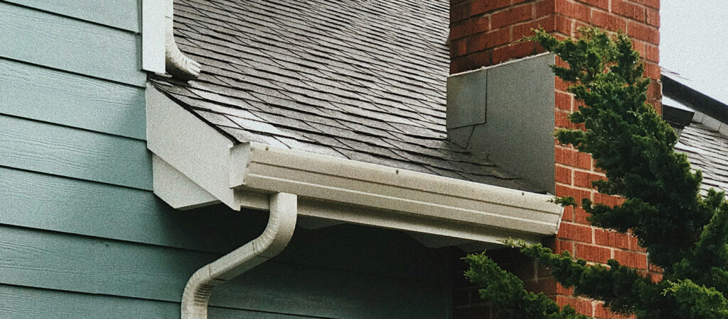 Rain gutters and downspouts on a Southern Oregon home