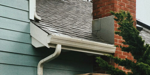 Rain gutters and downspouts on a Southern Oregon home