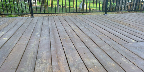A wood deck in Southern Oregon that needs cleaning