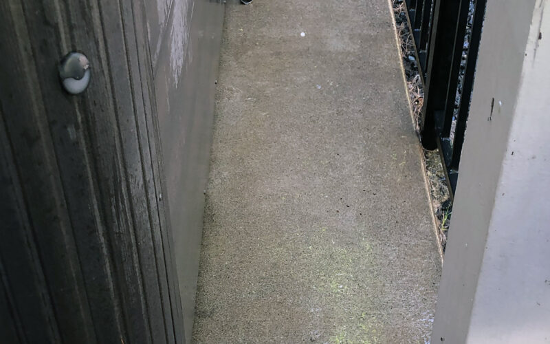 After pressure washing a concrete deck in Southern Oregon