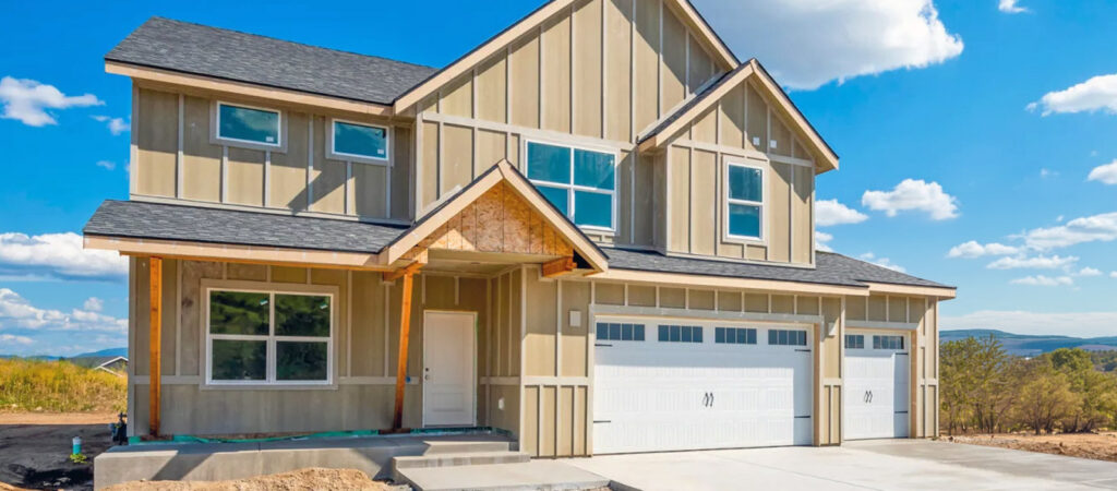 A newly constructed house with clean windows